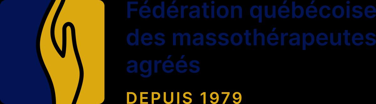 Badge officiel d'accréditation — Membre de la Fédération québécoise des massothérapeutes (FQM). Reçus d'assurance fournis.